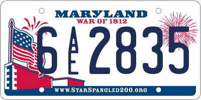 MD license plate 6AE2835