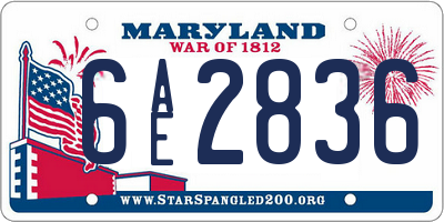 MD license plate 6AE2836