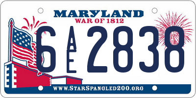 MD license plate 6AE2838