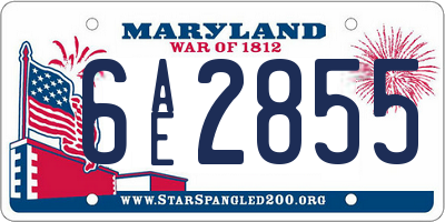 MD license plate 6AE2855