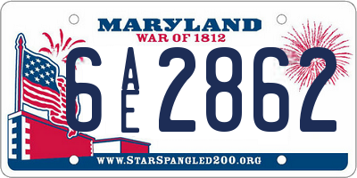 MD license plate 6AE2862