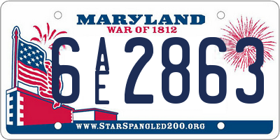 MD license plate 6AE2863