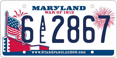 MD license plate 6AE2867