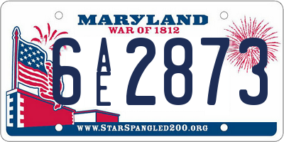 MD license plate 6AE2873