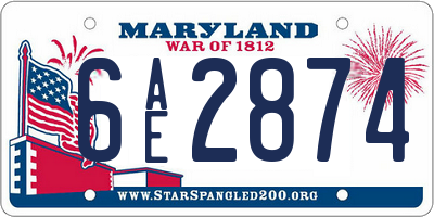MD license plate 6AE2874