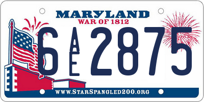 MD license plate 6AE2875