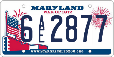 MD license plate 6AE2877