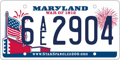MD license plate 6AE2904
