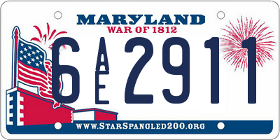 MD license plate 6AE2911