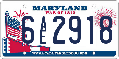 MD license plate 6AE2918