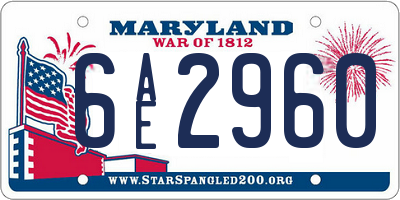 MD license plate 6AE2960
