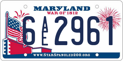 MD license plate 6AE2961