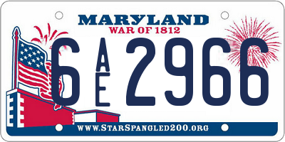 MD license plate 6AE2966