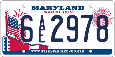MD license plate 6AE2978