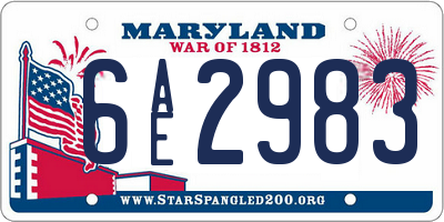 MD license plate 6AE2983