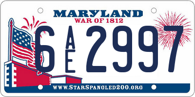 MD license plate 6AE2997