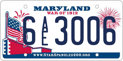MD license plate 6AE3006