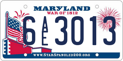 MD license plate 6AE3013