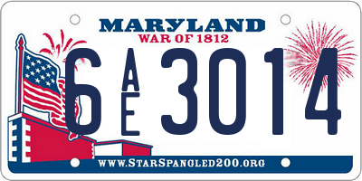 MD license plate 6AE3014
