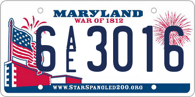 MD license plate 6AE3016