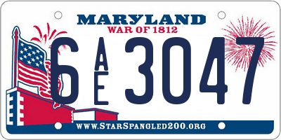 MD license plate 6AE3047