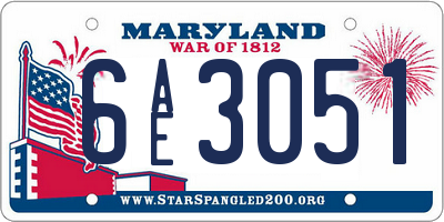 MD license plate 6AE3051