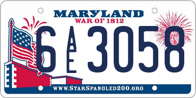 MD license plate 6AE3058