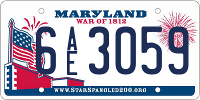 MD license plate 6AE3059