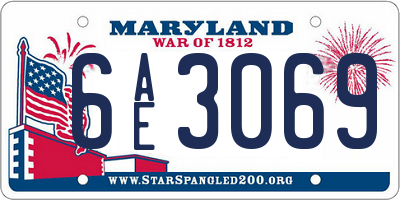MD license plate 6AE3069