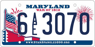 MD license plate 6AE3070