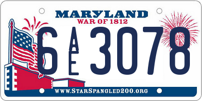 MD license plate 6AE3078