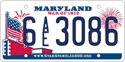 MD license plate 6AE3086