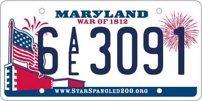 MD license plate 6AE3091