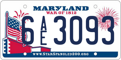 MD license plate 6AE3093
