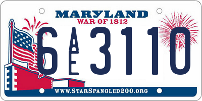 MD license plate 6AE3110