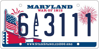 MD license plate 6AE3111