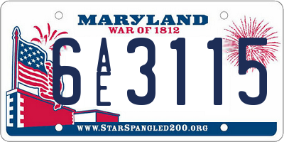 MD license plate 6AE3115
