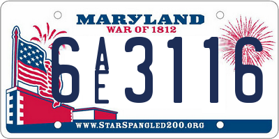 MD license plate 6AE3116