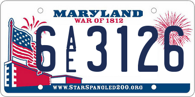 MD license plate 6AE3126