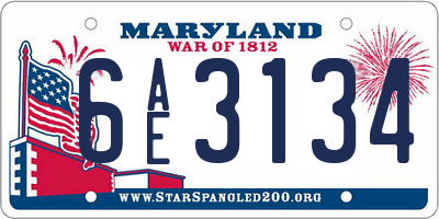 MD license plate 6AE3134