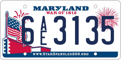 MD license plate 6AE3135