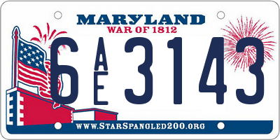 MD license plate 6AE3143