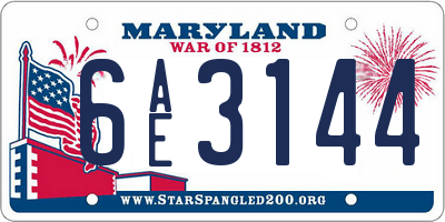 MD license plate 6AE3144