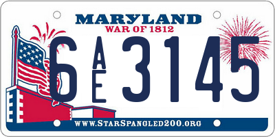 MD license plate 6AE3145