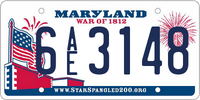 MD license plate 6AE3148