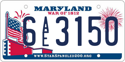 MD license plate 6AE3150