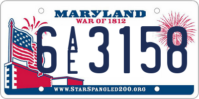 MD license plate 6AE3158
