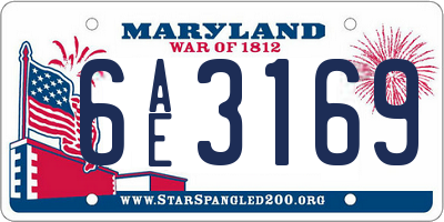 MD license plate 6AE3169