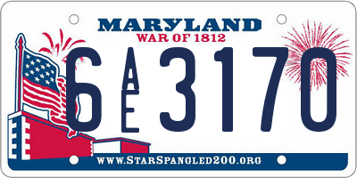 MD license plate 6AE3170