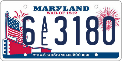 MD license plate 6AE3180